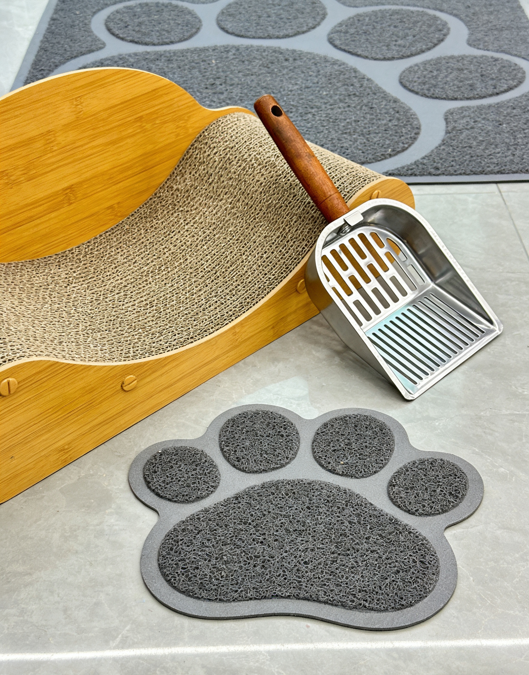 实木手柄不锈钢猫砂铲大孔镂空铲屎神器加厚金属猫砂铲宠物清洁工具