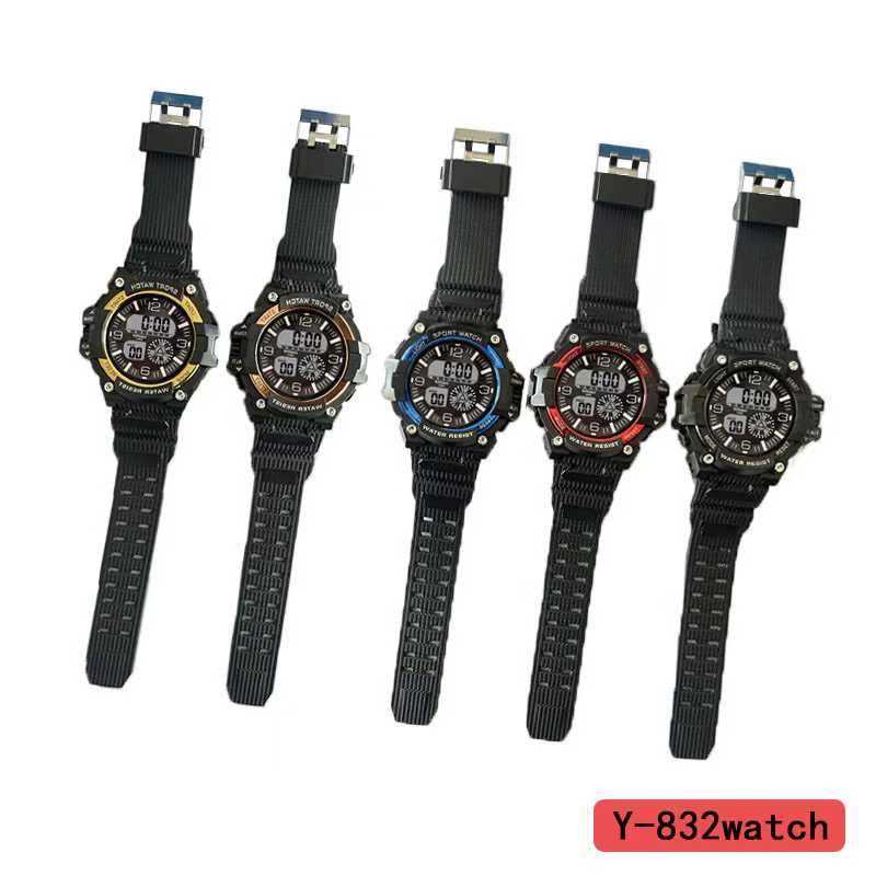 亿通YITONG新款多功能可夜光黑色电镀电子表学生 Y-832watch运动手表多功能防水夜光运动计时男女款时尚休闲手表细节图