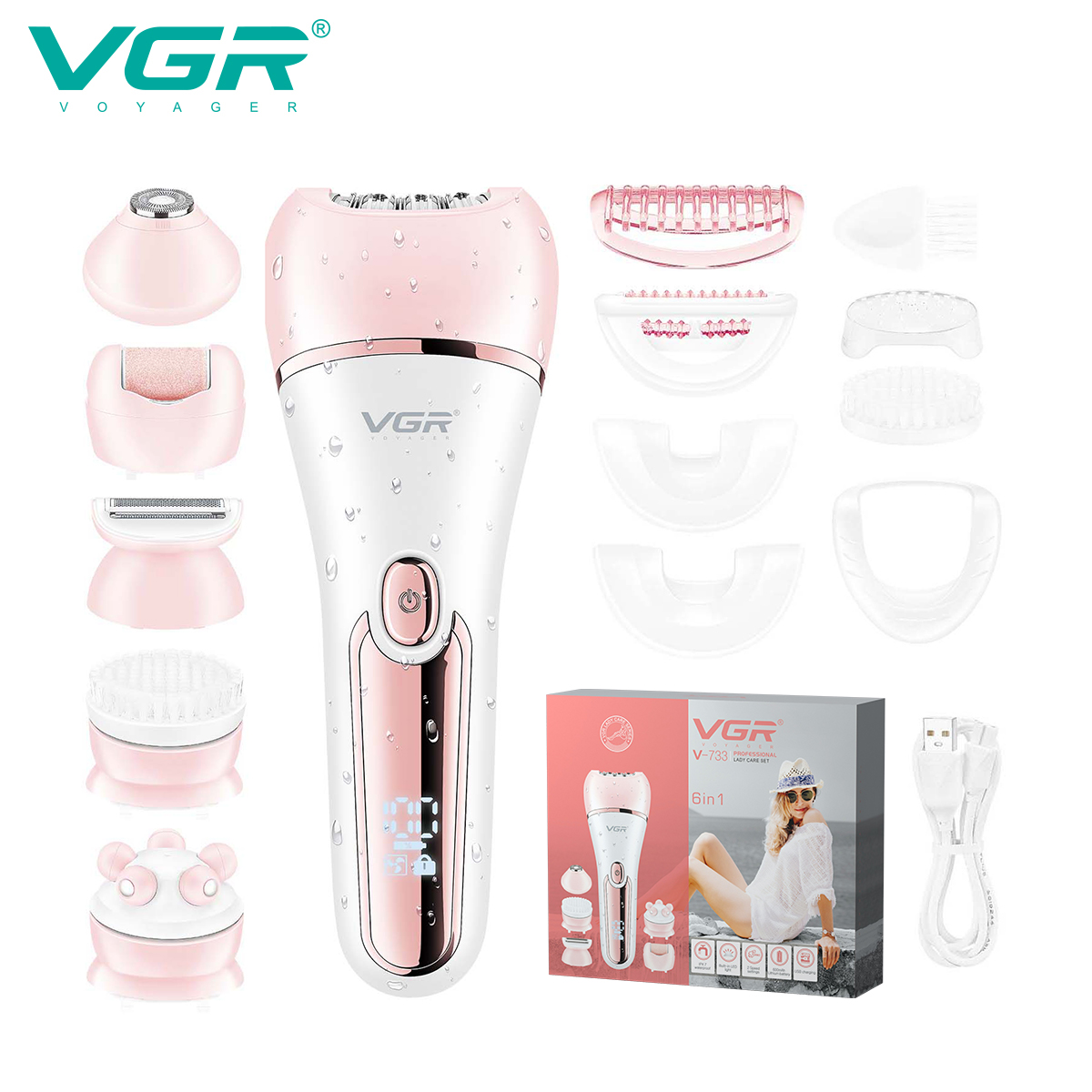 VGR733 Multi-functional Women's Hair Removal Device, armpit hair scraping Magic Tool, Hair Shaving device, Electric hair Pulling device, Hair removal Instrument set details Picture