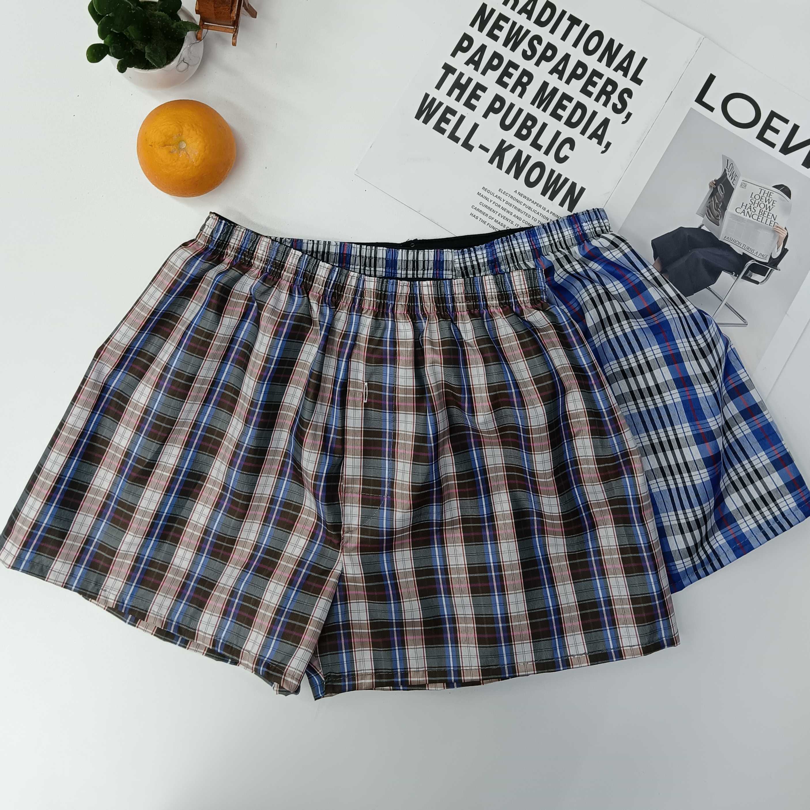 632# Men's briefs in stock for export to the Middle East and Africa, with grid patterns, elastic waist and head, men's Arlo pants, QNI Application Scenario