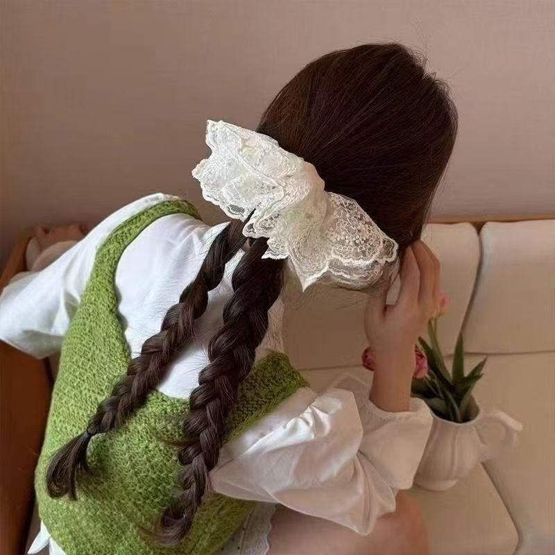 Factory direct supply of new mesh embroidery snowflake lace 16cm accessories, large intestine rings, clothing accessories, diy stock wholesale detail image 4