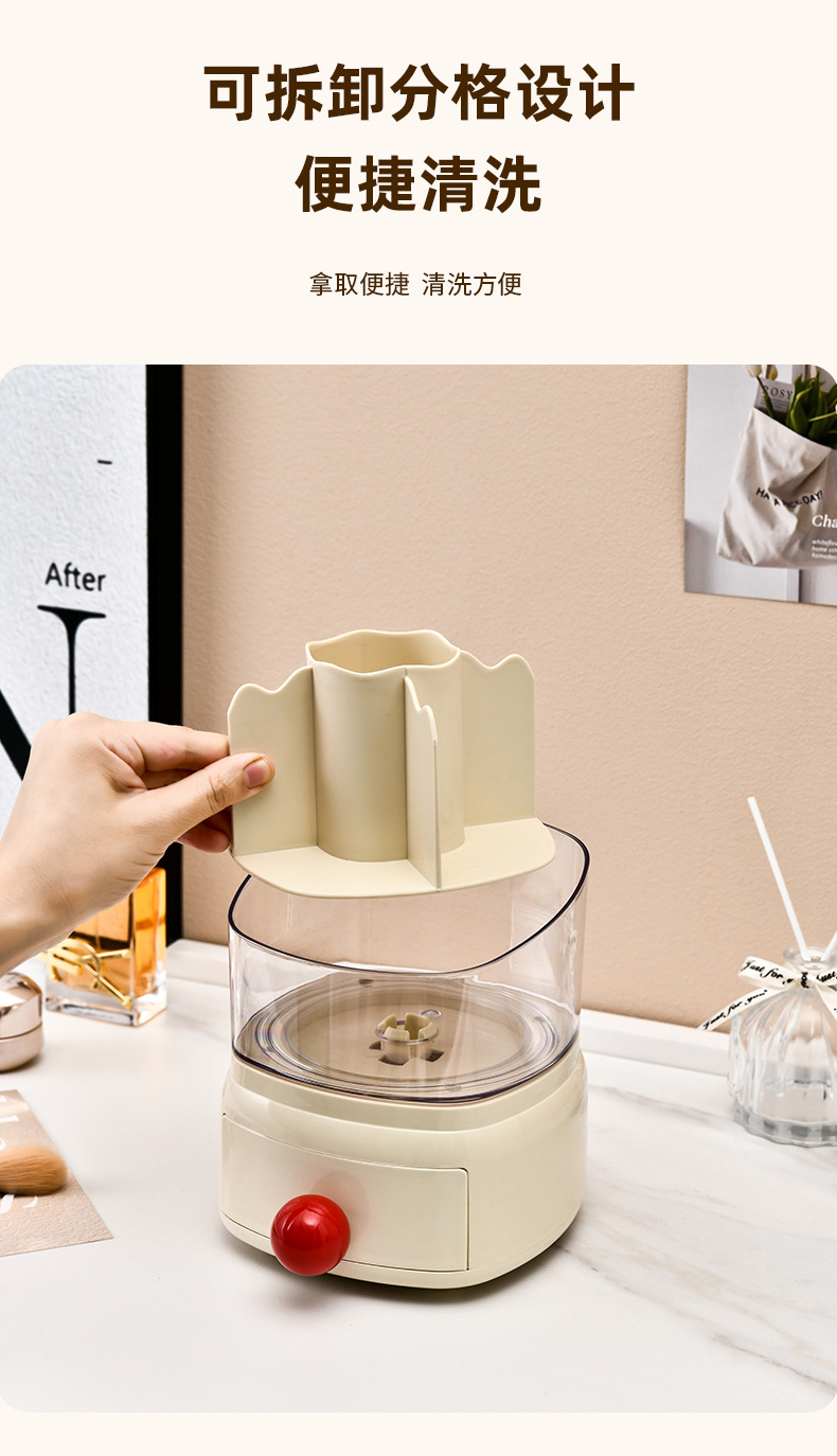 K10-9027化妆品收纳盒旋转梳妆台桌面笔桶口红眼影置物架详情图8