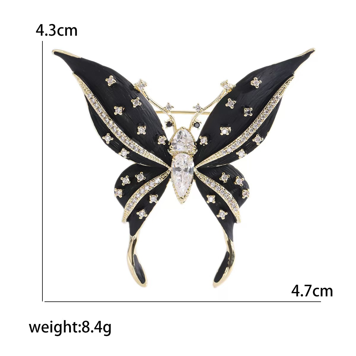 A light luxury design sense Korean-style elegant enamel butterfly brooch, fashionable micro-inlaid zircon pin, clothing coat, corsage Item Picture