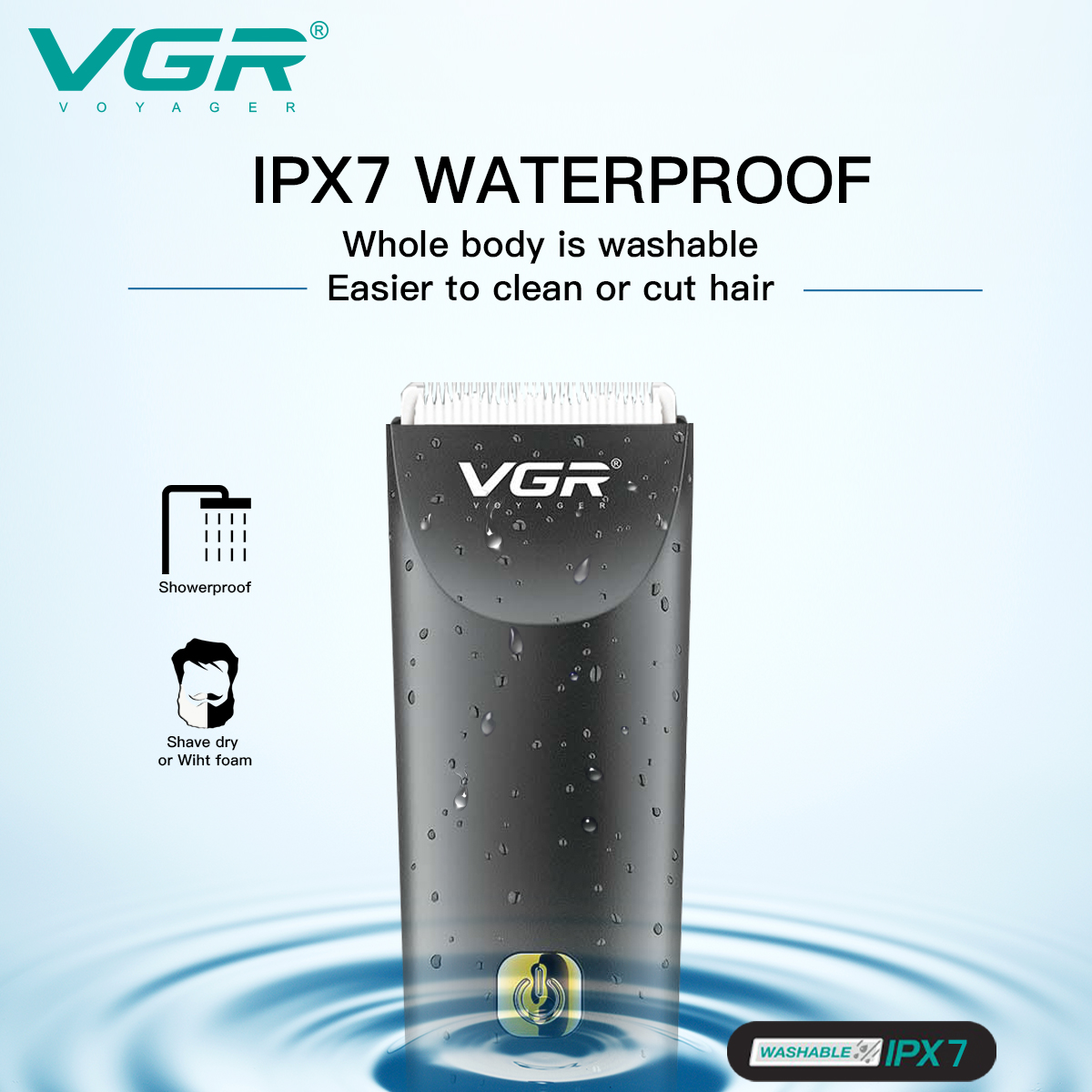 VGR231 waterproof ceramic electric clipper mini hair clipper is dual-purpose for charging and plugging Specification image