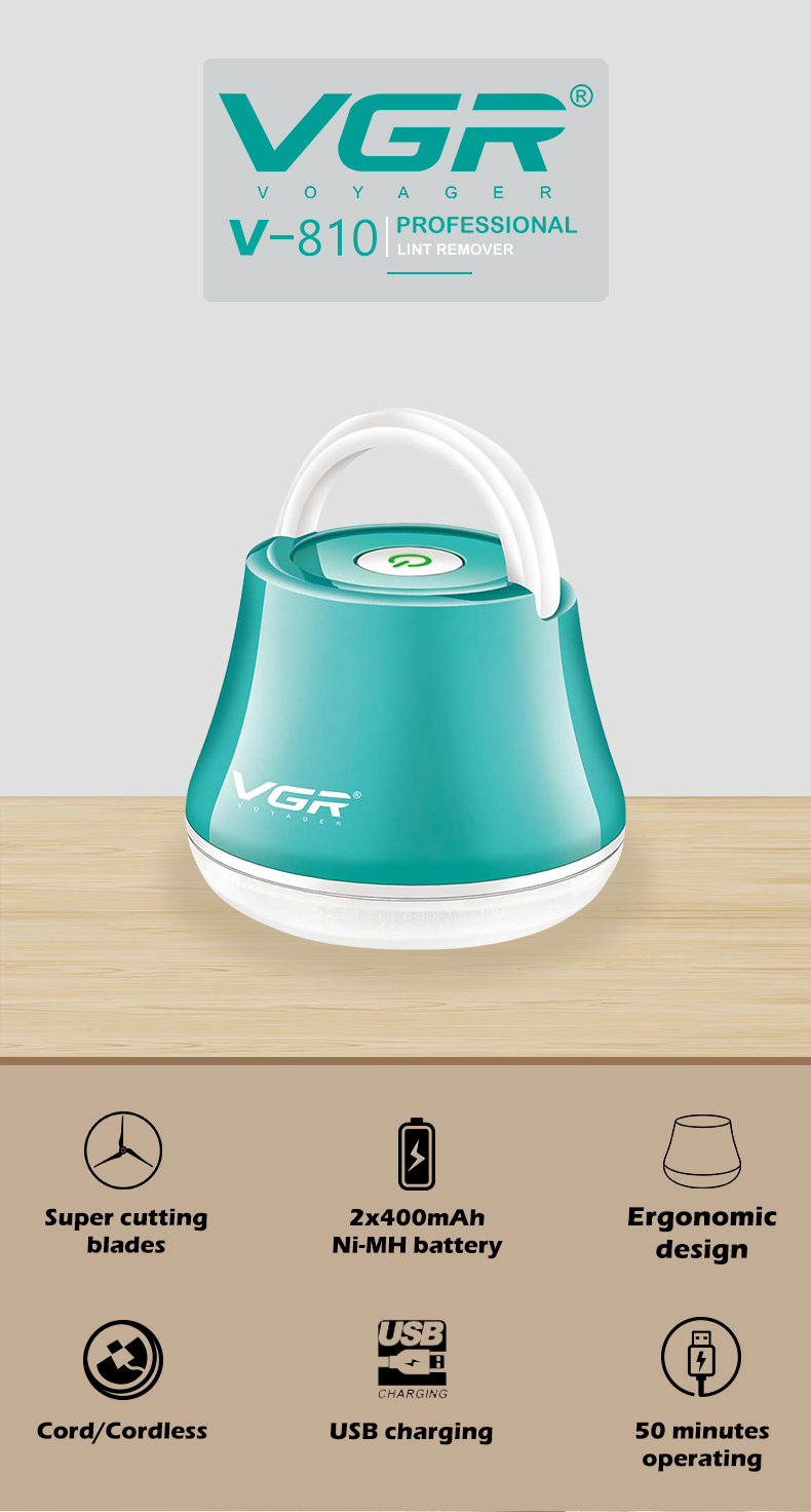VGR810 New portable household clothing hair remover, high-power USB charging hairball trimmer pic 1
