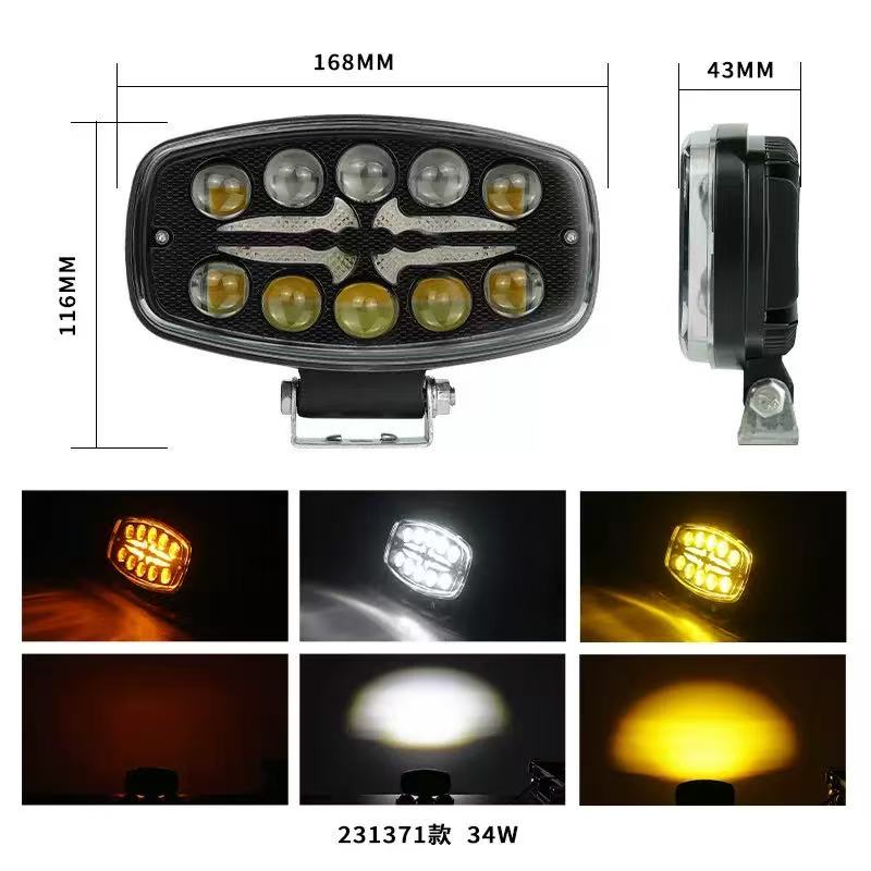New 6-inch yellow and white dual-color led off-road motorcycle spotlights with flashing Ouka, equipped with 60w headlights Item Picture
