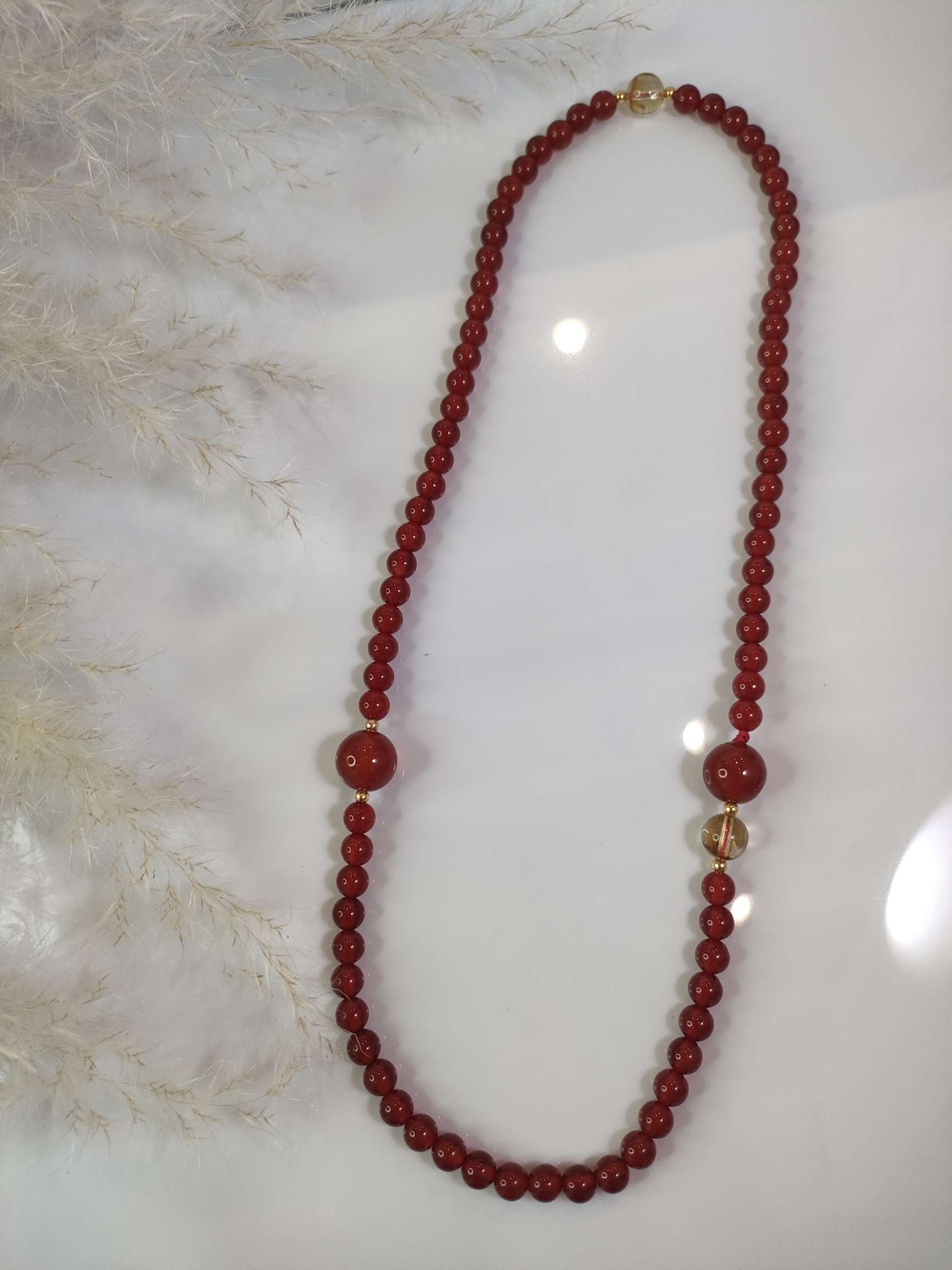 2026新款红玛瑙天然石黄塔晶手链沙金手串新春必备增强自信提升灵性增运产品图