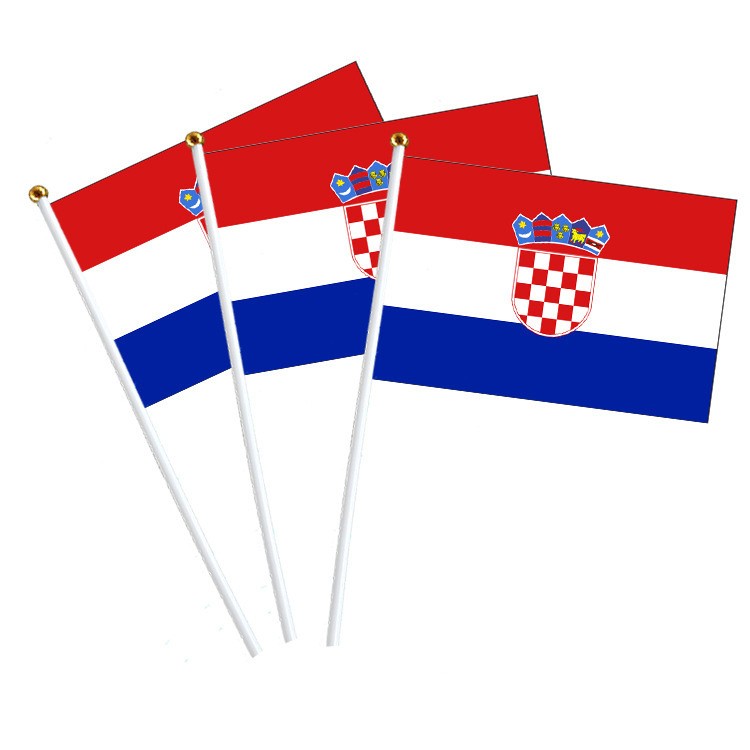 Factory direct sales wholesale price: No. 8 14*21cm Croatian hand-held flag, custom-made flags of various specifications from all over the world pic 1