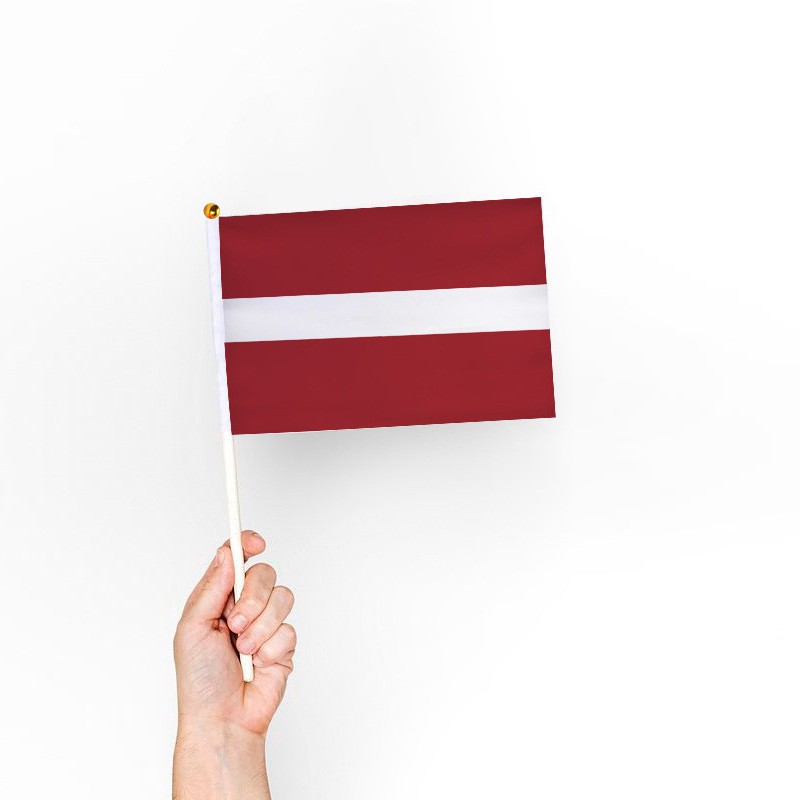 Factory direct sales wholesale price: No. 8 14*21cm Latvian hand-held flag, custom-made flags of various specifications from all over the world pic 1