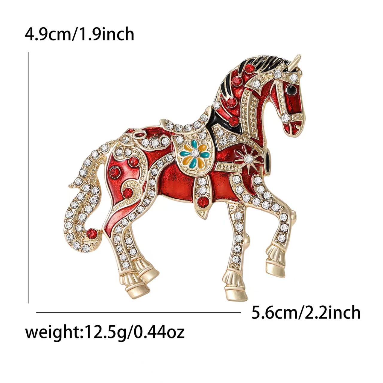 Cross-border diamond-encrusted court-style enamel light luxury horse brooch, men's and women's suit overcoats, brooch ornaments, pins, zodiac accessories Application Scenario