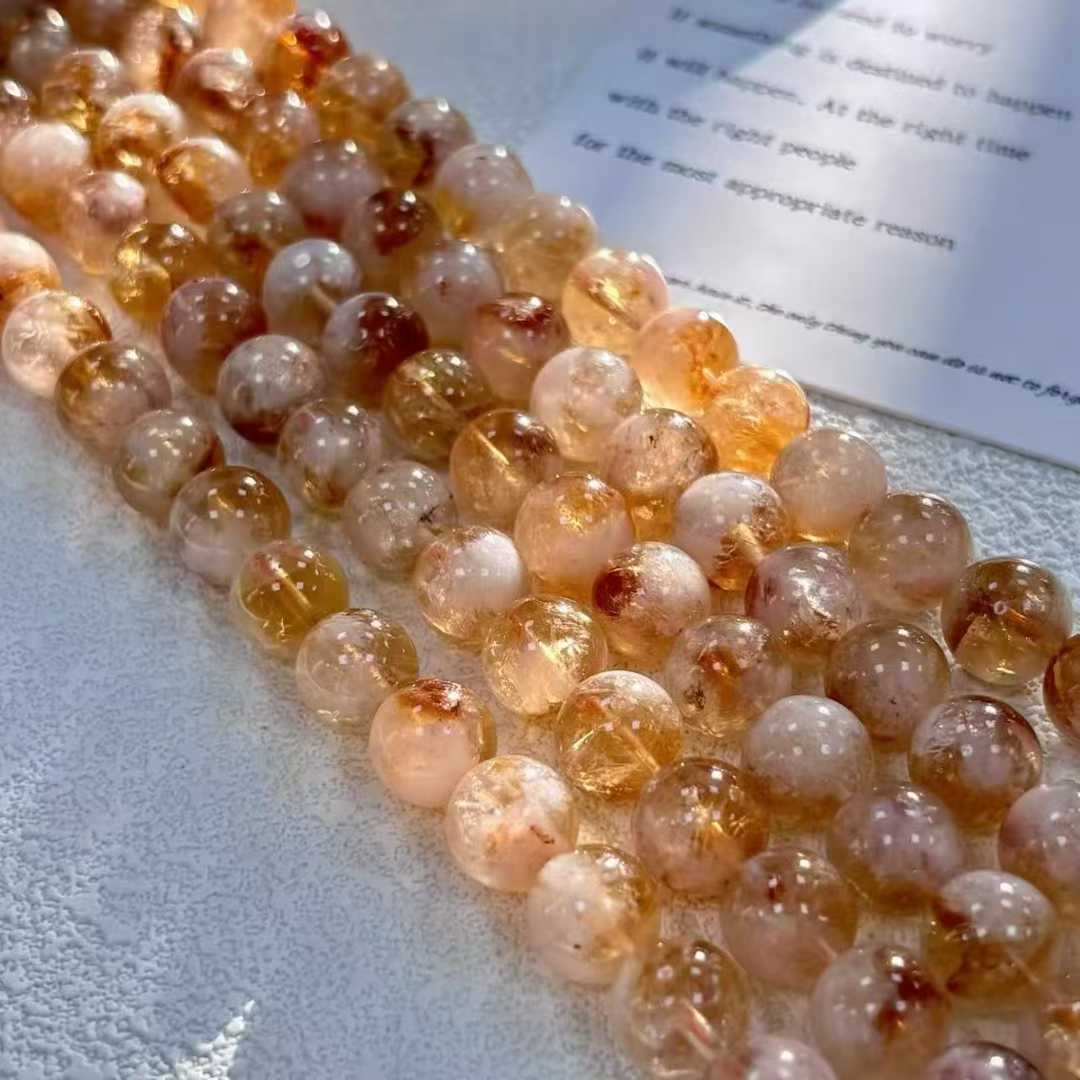 Natural yellow tower crystal loose beads 6-12mm, crystal for attracting wealth and promoting career, single-loop bracelet for men and women, loose beads, string beads, crystal loose beads details Picture