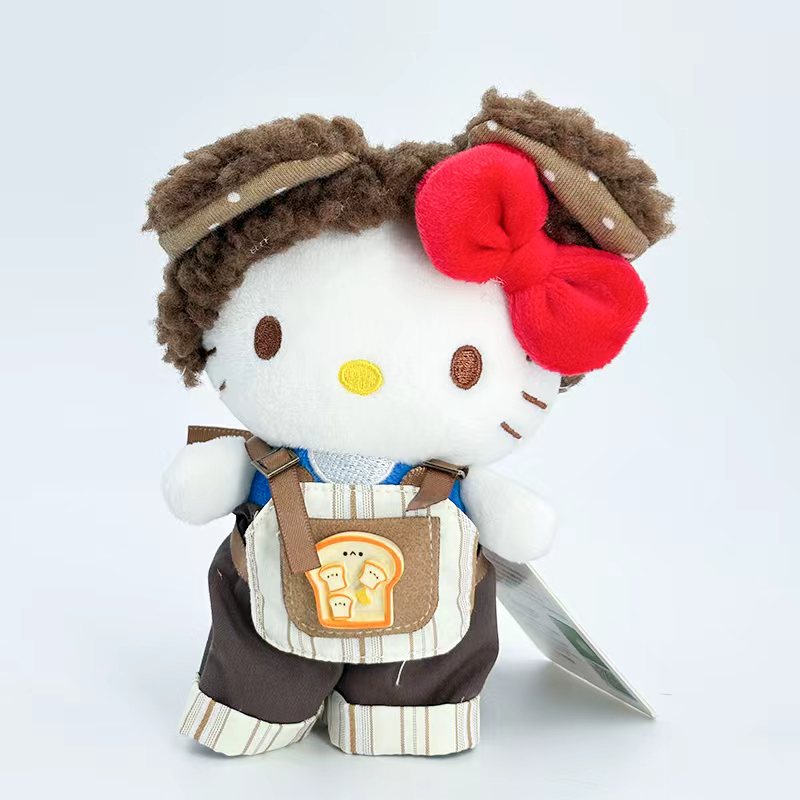 正版手作Hellokitty小熊厨师毛绒挂件钥匙扣可爱书包挂饰
