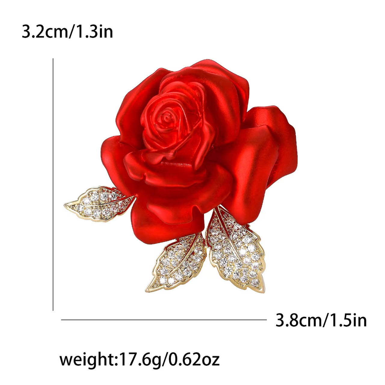 New light luxury high-end copper zircon rose brooch, elegant and refined lady's suit coat brooch accessory Specification image
