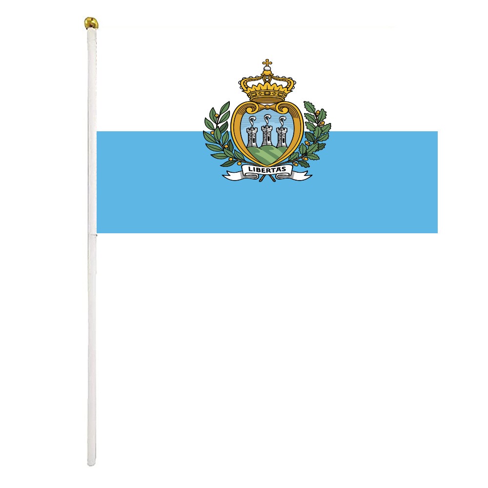 Factory direct sales wholesale price: No. 8 14*21cm SAN Marino hand-held flag. Custom-made flags of various specifications from all over the world pic 1