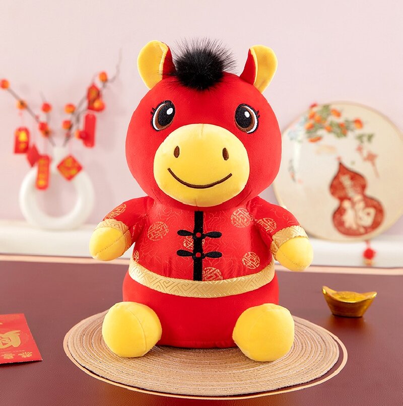 Red plush pony pendant, plush toy, Year of the Horse festival gift, cute cloth doll