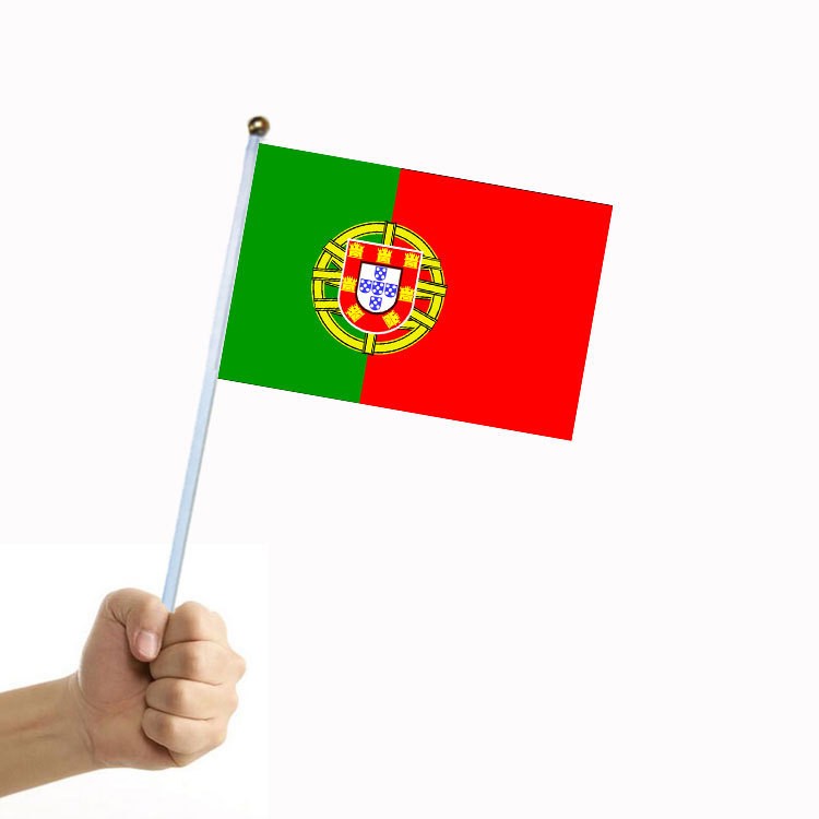 Factory direct sales wholesale price: No. 8 14*21cm Portuguese hand-held flag. Custom-made flags of various specifications from all over the world pic 1