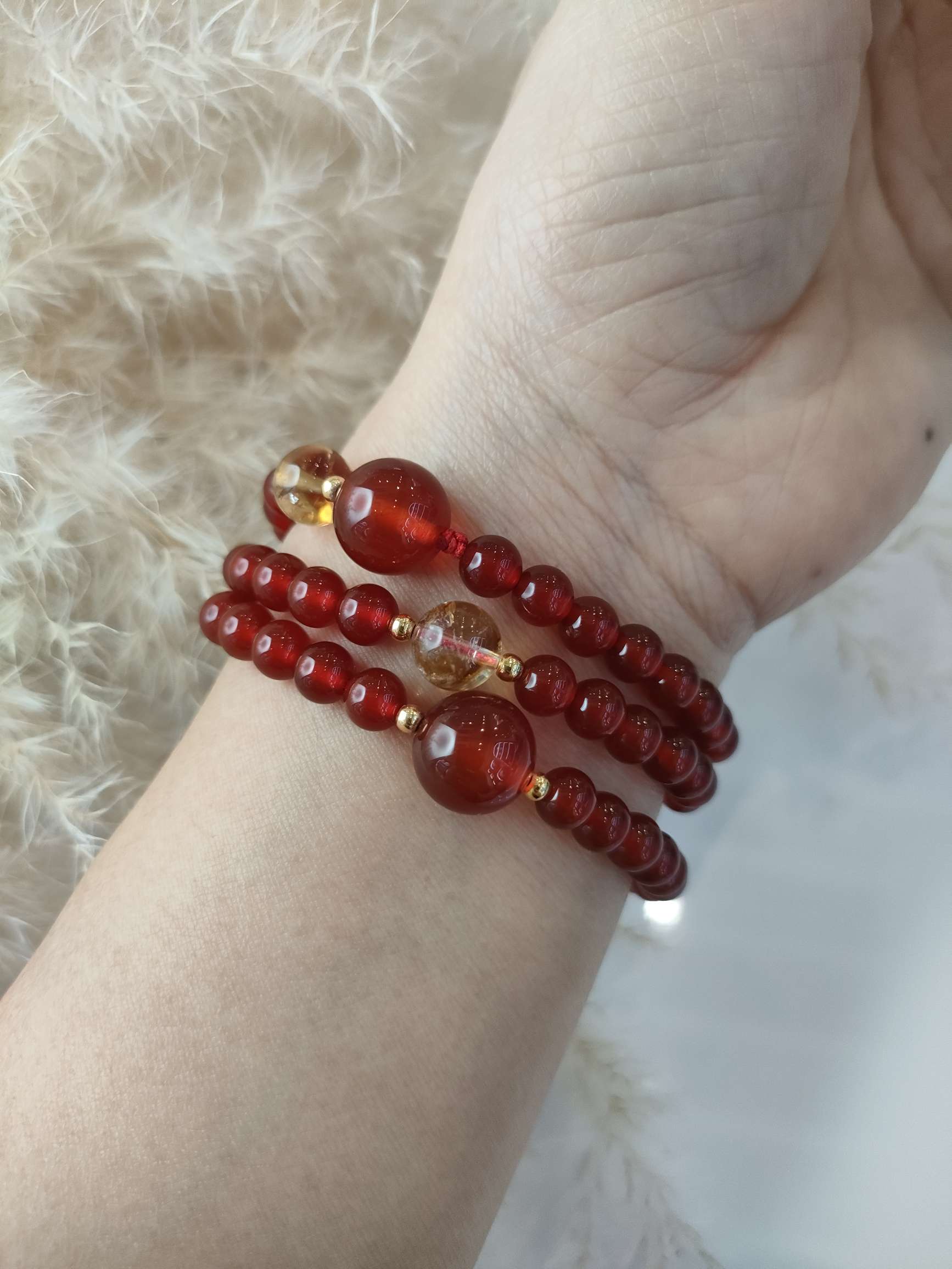 2026新款红玛瑙天然石黄塔晶手链沙金手串新春必备增强自信提升灵性增运详情图6