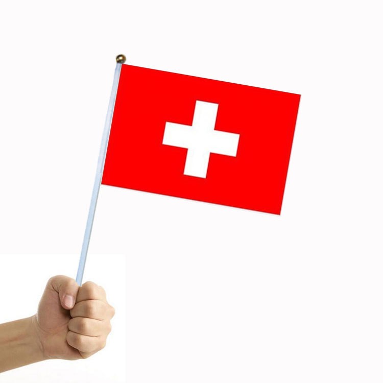 Factory direct sales wholesale price: No. 8 14*21cm Swiss hand-held flag, custom-made flags of various specifications from all over the world pic 1