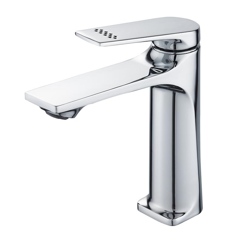 圣洁锌合金黑色单孔洗手盆水龙头卫生间冷热家用面盆龙头