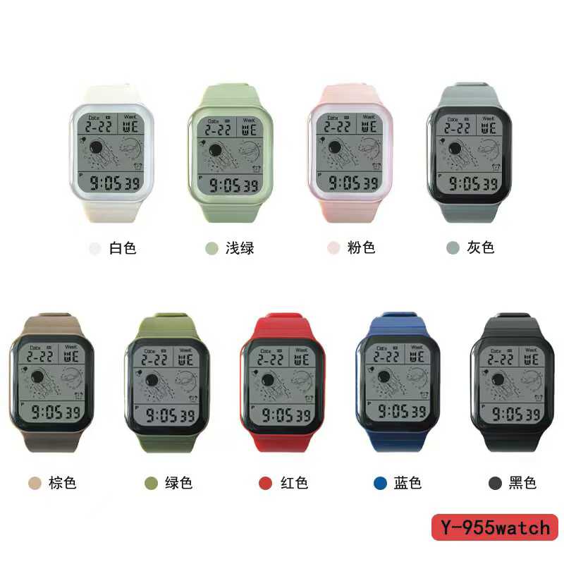 YITONG foreign Trade sports electronic Watch, primary and secondary school boys' sports watch, outdoor sports waterproof electronic watch, Boys' Y-955 square new style student trendy boys' art electronic watch, waterproof sports details Picture