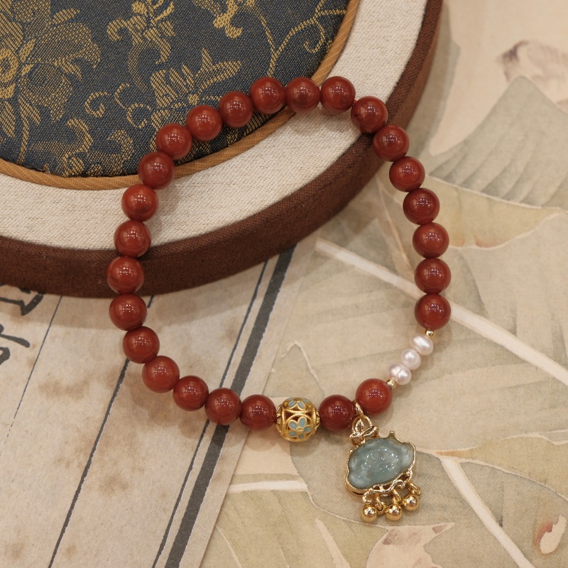 冉樸国风手串原创设计新中式手工串珠翡翠吊坠女天然珍珠玉石手串