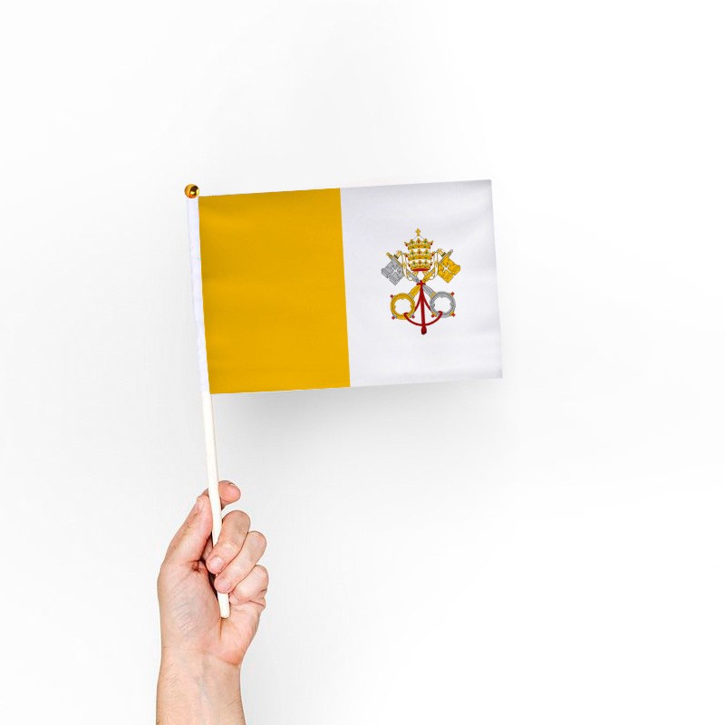 Factory direct sales wholesale price: No. 8, 14*21cm, Vatican hand-held flag. Custom-made flags of various specifications from all over the world pic 1
