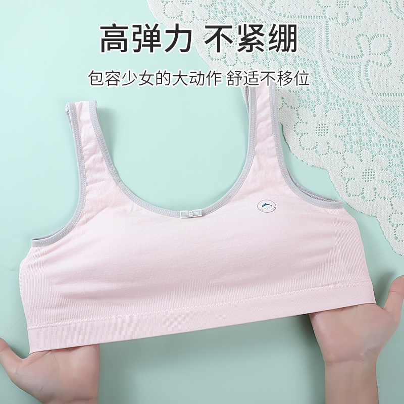 Seamless girls' underwear for students, junior high school students, strapless vests for the second stage of development, sports vests for older children, fixed cup vests Specification image