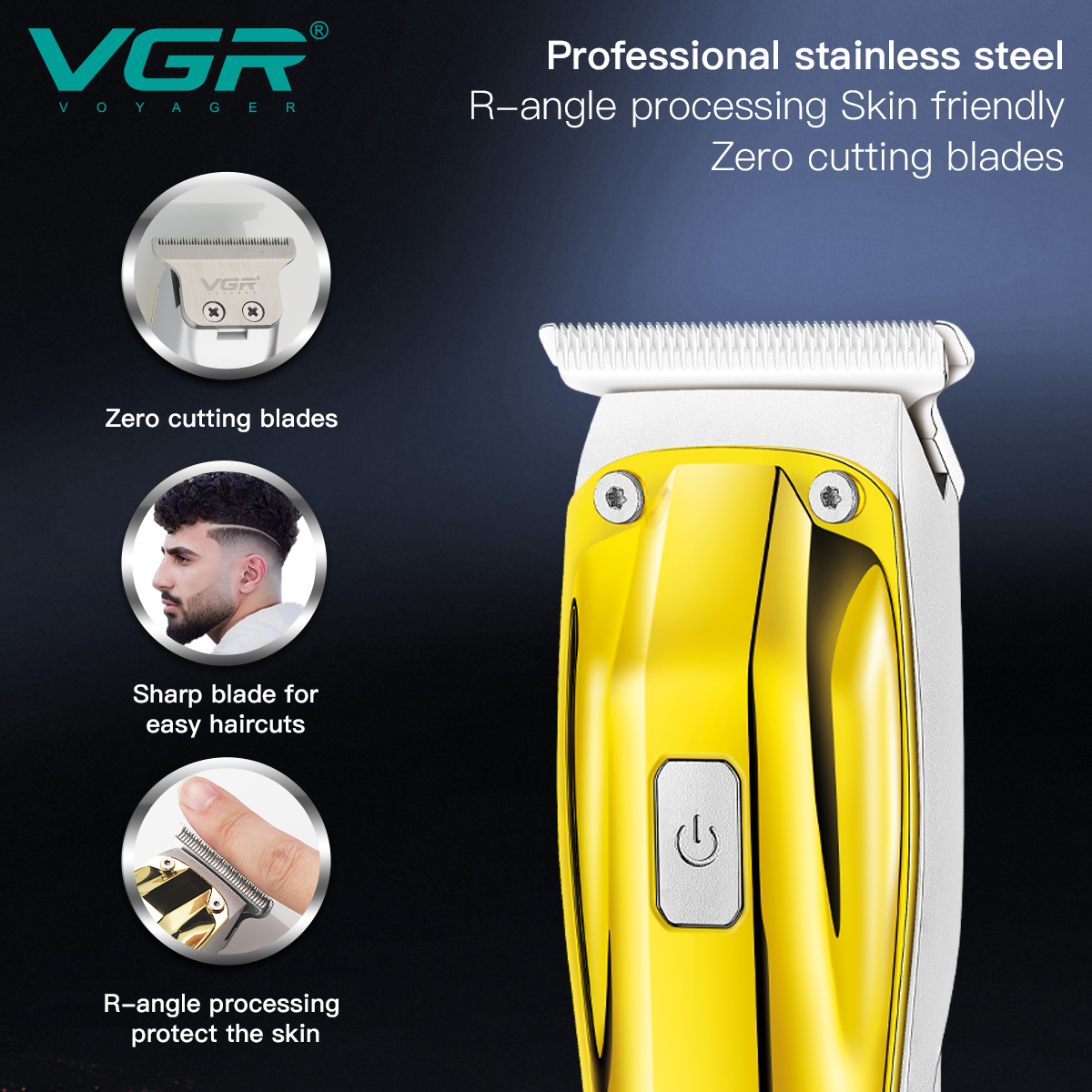 VGR955 Electric clipper oil head clipper USB rechargeable household engraving mini 0-blade head engraving metal hair clipper Specification image