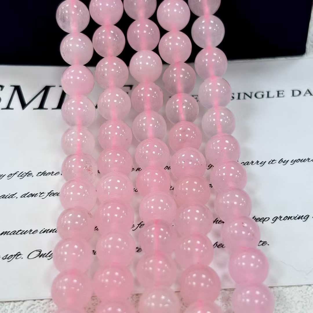 Natural rose quartz loose beads 6/8/10mm, whole piece wholesale, DIY handcrafted material beads, perforated crystal loose beads, loose beads wholesale Application Scenario