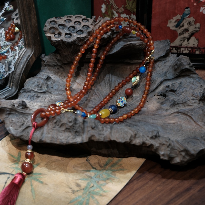 国风玛瑙玉石斜挎链可拆分多宝流苏饰品配件手链项链典雅贵气饰品