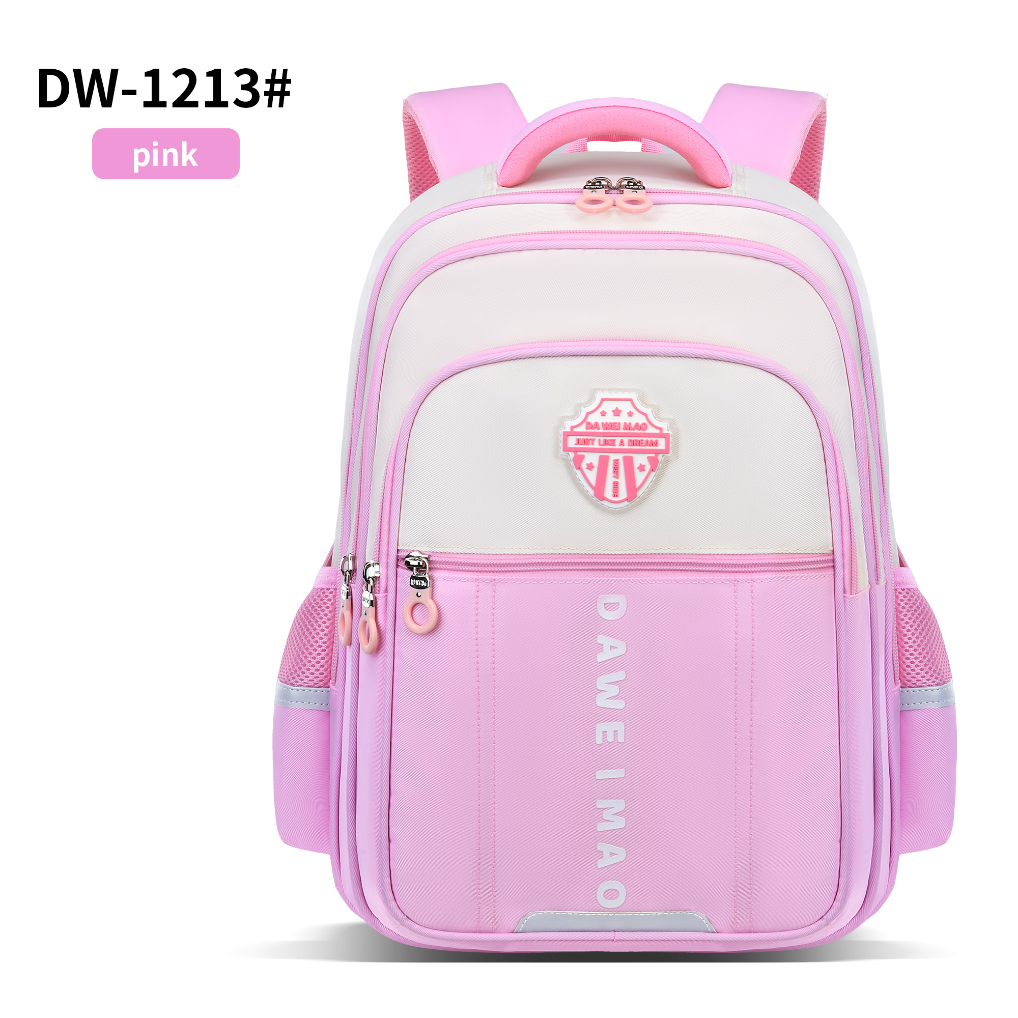 The new dopamine-colored backpack for primary school students from Big Tail Cat features a large capacity, light weight reduction, wear resistance and no hunchback. It is a fashionable and casual large schoolbag details Picture