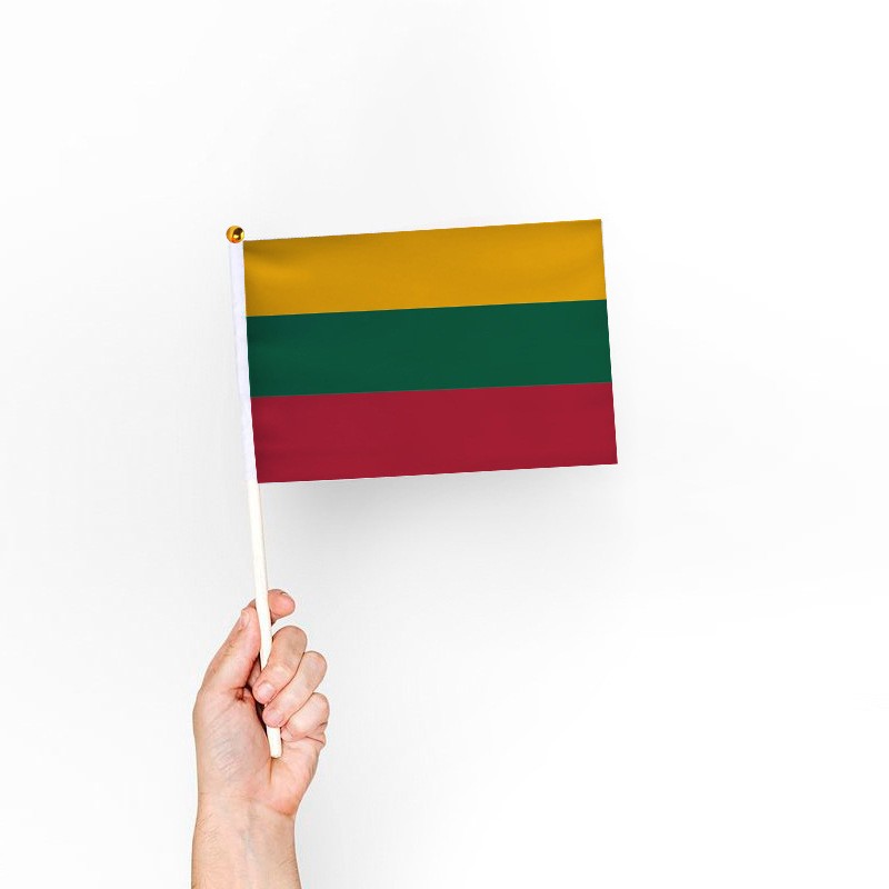 Factory direct sales wholesale price: No. 8 14*21cm Lithuanian hand-held flag, custom-made flags of various specifications from all over the world pic 1