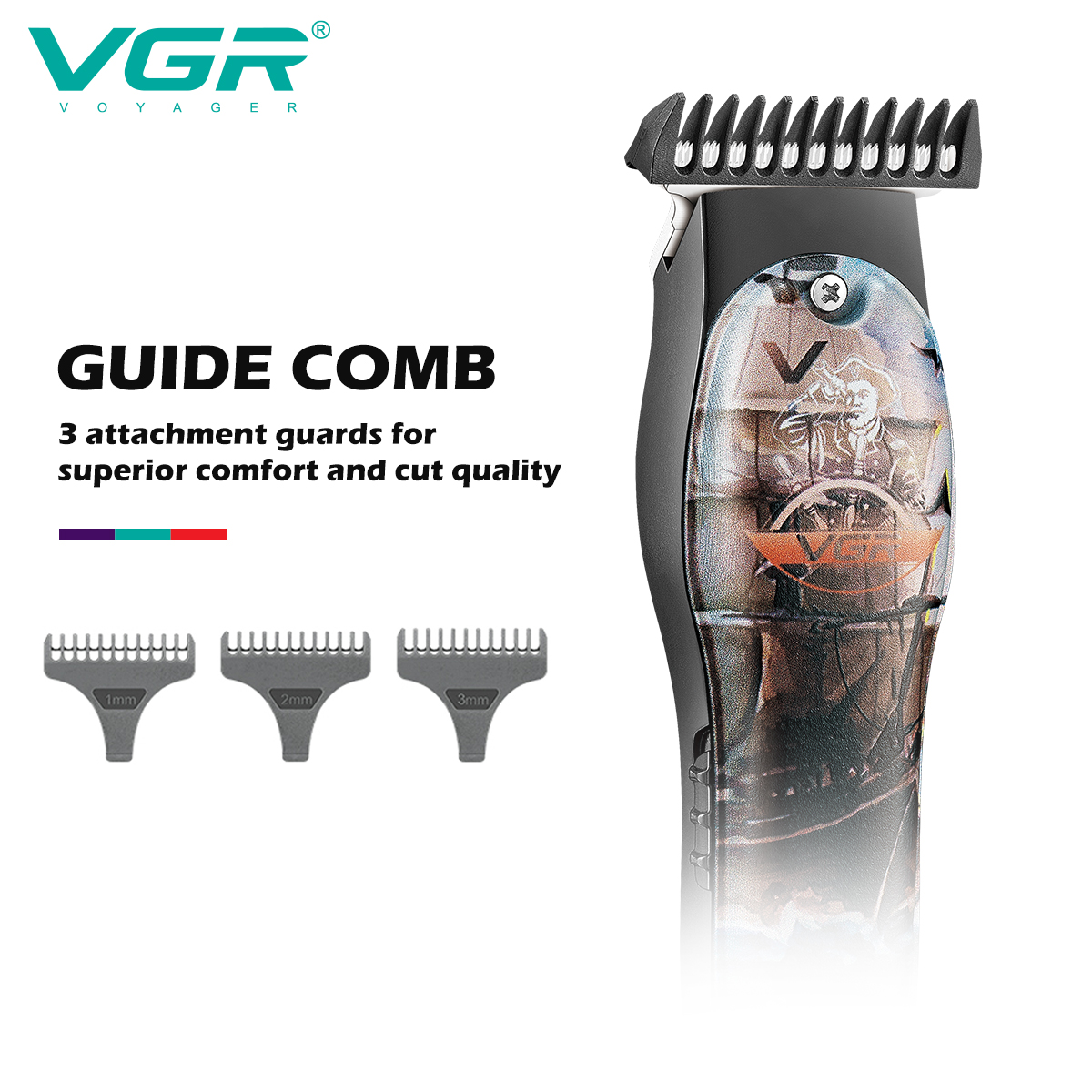VGR953 Graffiti Hair Clipper, personalized engraved oil-tipped electric clipper, compact electric professional electric clipper Specification image