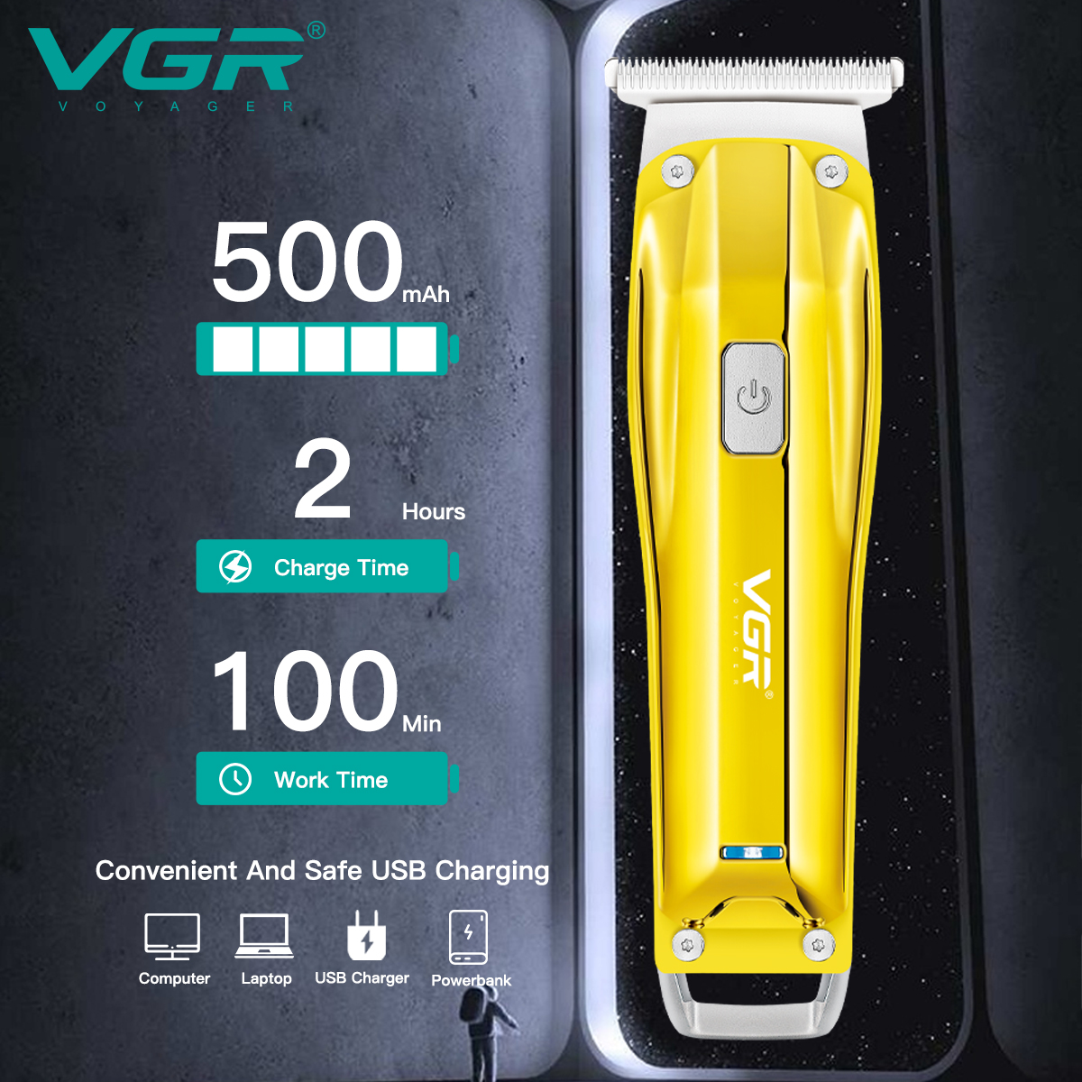 VGR955 Electric clipper oil head clipper USB rechargeable household engraving mini 0-blade head engraving metal hair clipper Application Scenario