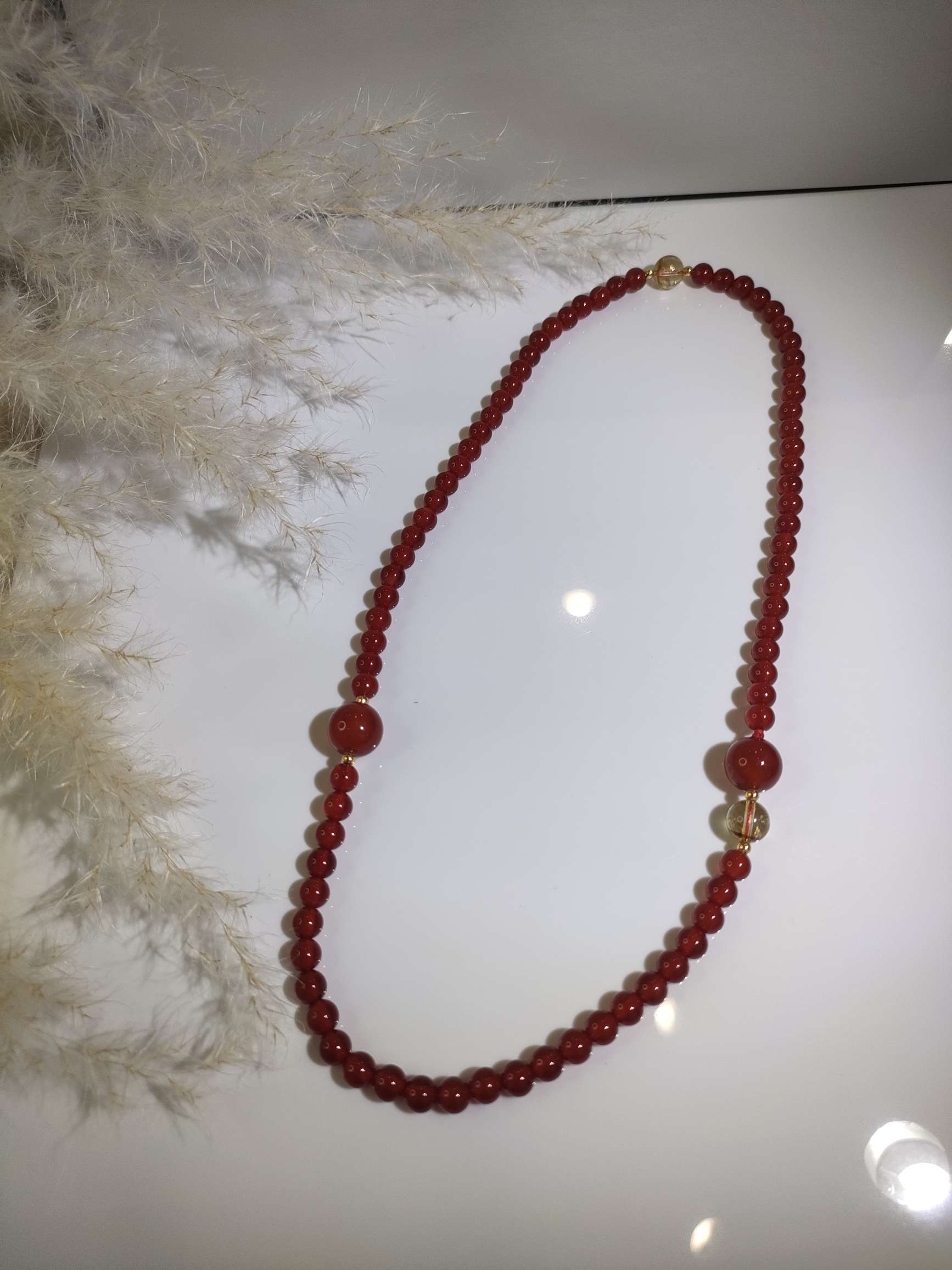 2026新款红玛瑙天然石黄塔晶手链沙金手串新春必备增强自信提升灵性增运细节图