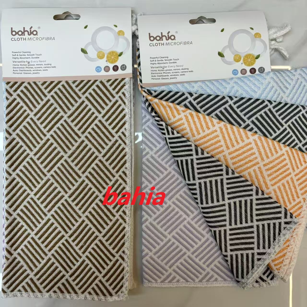 5-piece diagonal striped diamond-shaped dishcloths for stain removal and oil absorption, scouring pads for kitchenware and stove cleaning, bahia