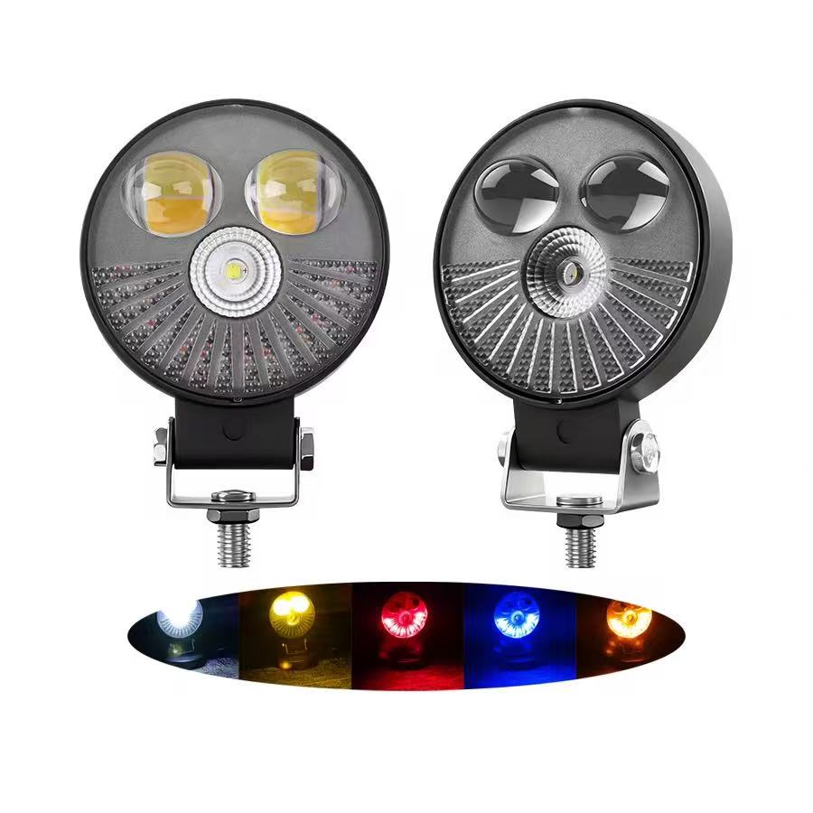 Truck LED spotlights, 4-bead lens, 3-inch 20W square Eagle Teng red and blue multi-mode front bumper light, lens light, inspection light Item Picture