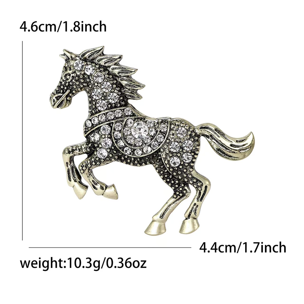 热销时尚轻奢复古珐琅骏马水钻胸针 百搭防走光服饰胸花饰品别针详情3