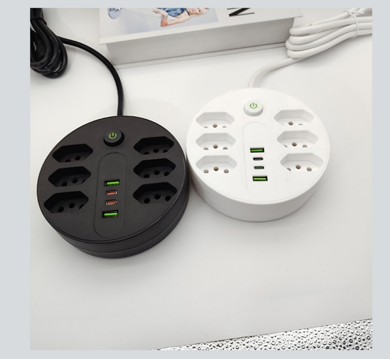 The multi-hole circular power strip, black and white multi-plug power strip, is safe and durable for home and office use pic 8