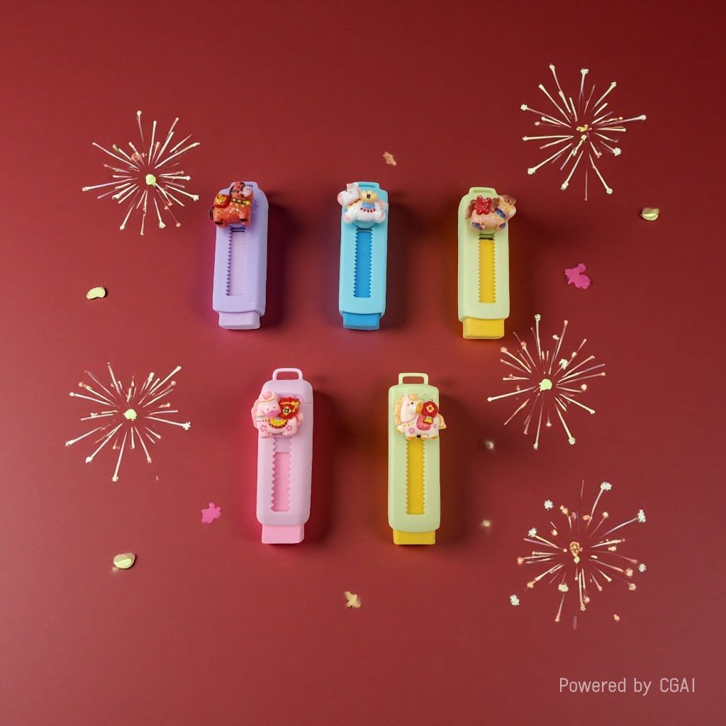 新年小马橡皮擦创意可爱推拉橡皮