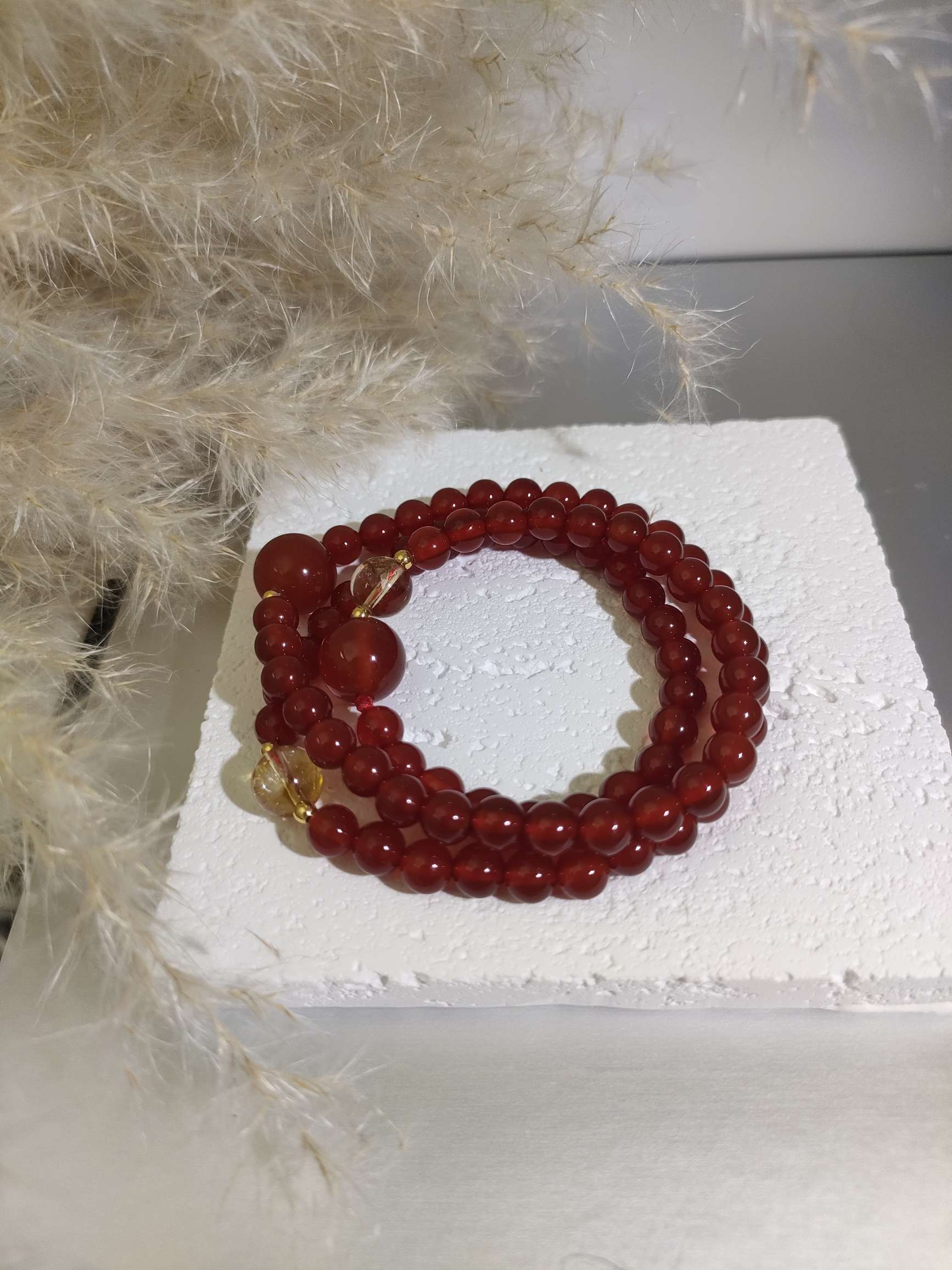 2026新款红玛瑙天然石黄塔晶手链沙金手串新春必备增强自信提升灵性增运详情图10