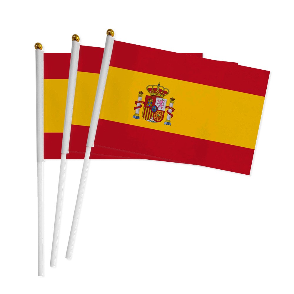 Factory direct sales wholesale price: No. 8 14*21cm Spanish hand-held flag. Custom-made flags of various specifications from all over the world pic 1
