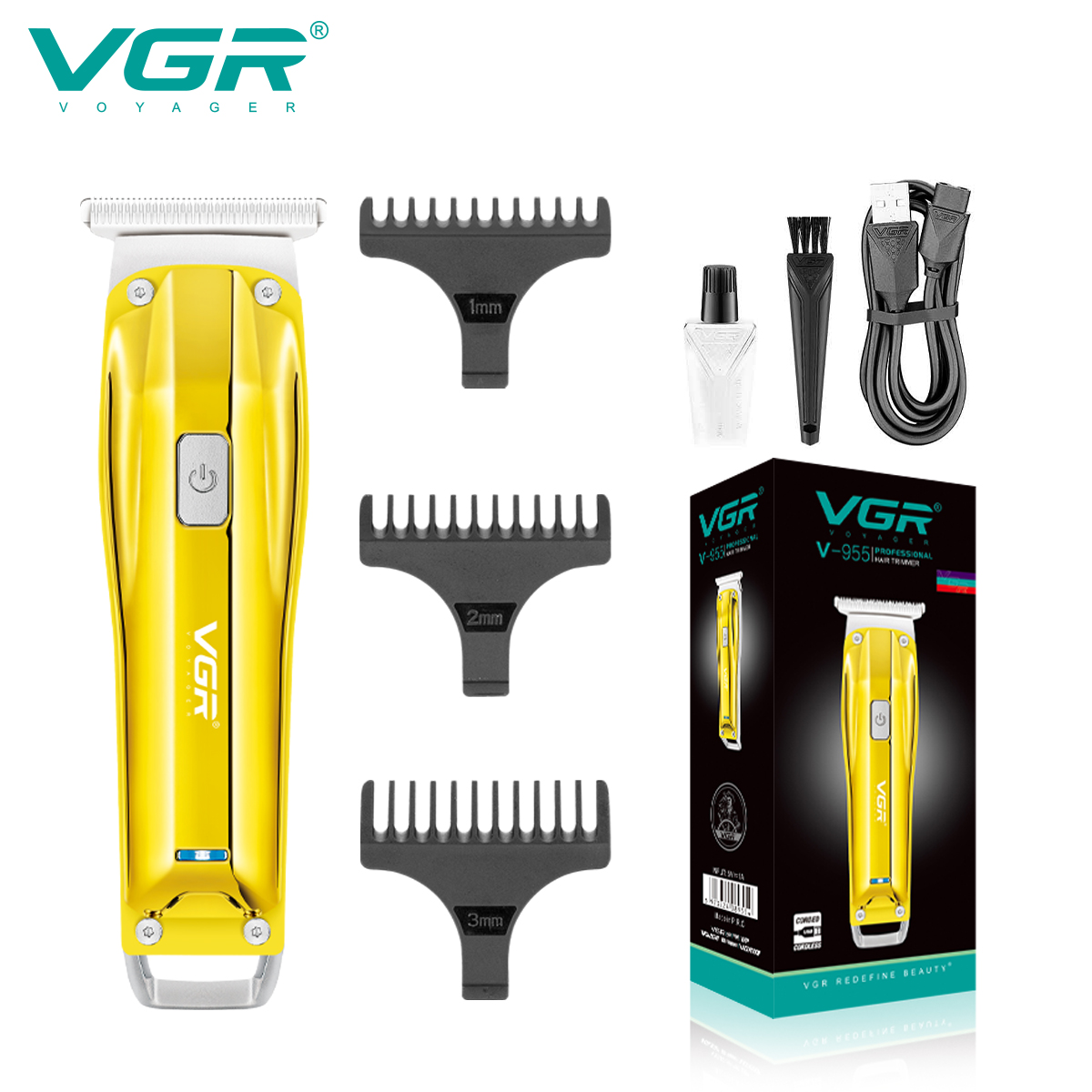 VGR955 Electric clipper oil head clipper USB rechargeable household engraving mini 0-blade head engraving metal hair clipper