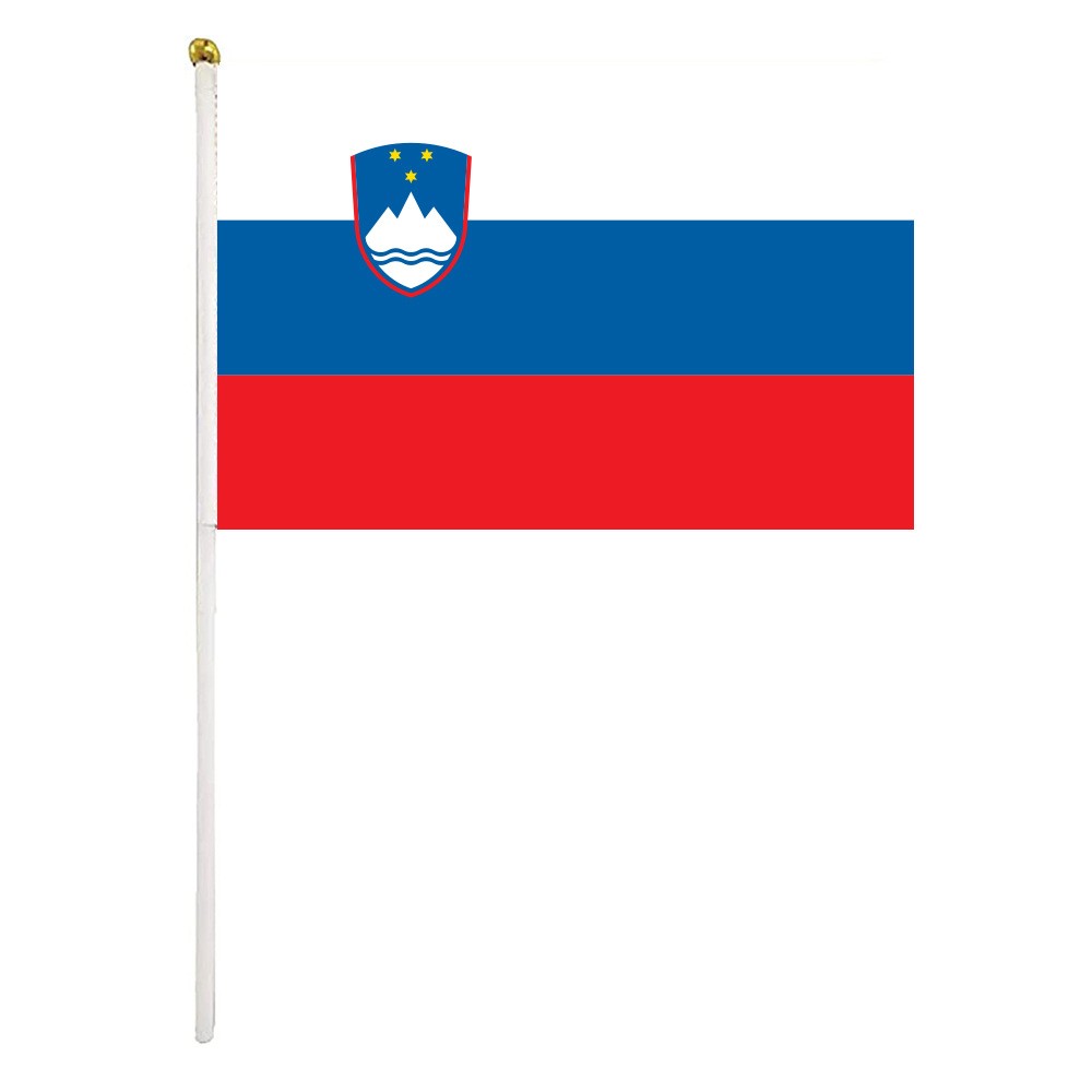 Factory direct sales wholesale price: No. 8 14*21cm Slovenian hand-held flag, custom-made flags of various specifications from all over the world pic 1