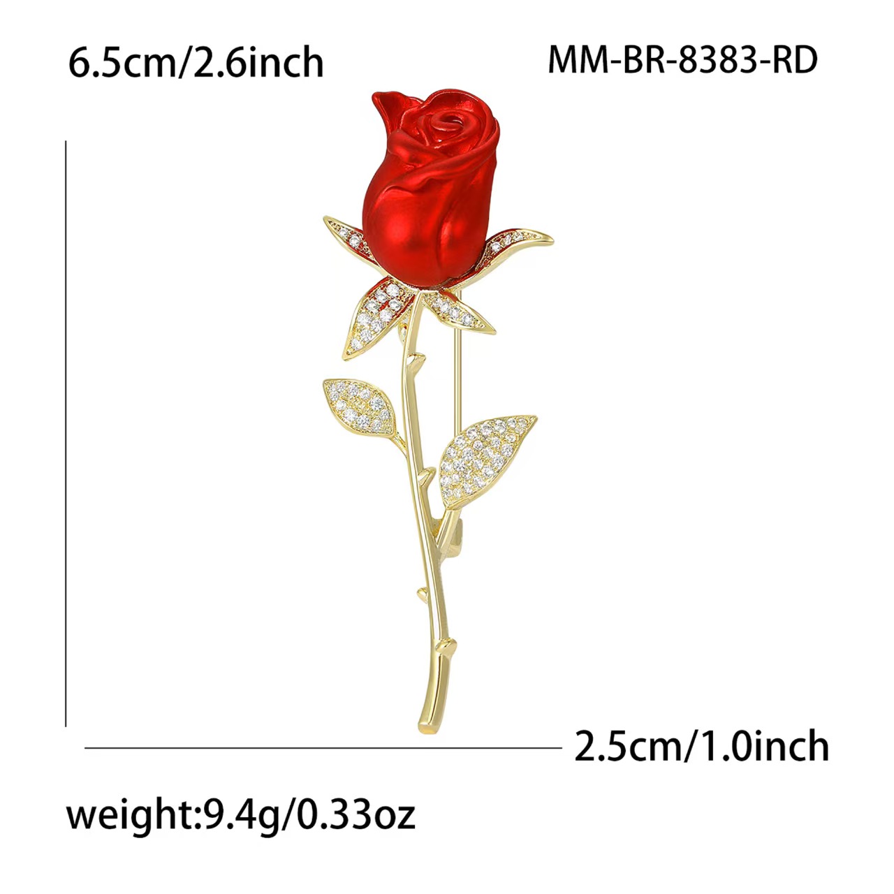 New Korean-style elegant rose zircon brooch, simple and elegant coat, suit, fashion accessory, corsage for women details Picture