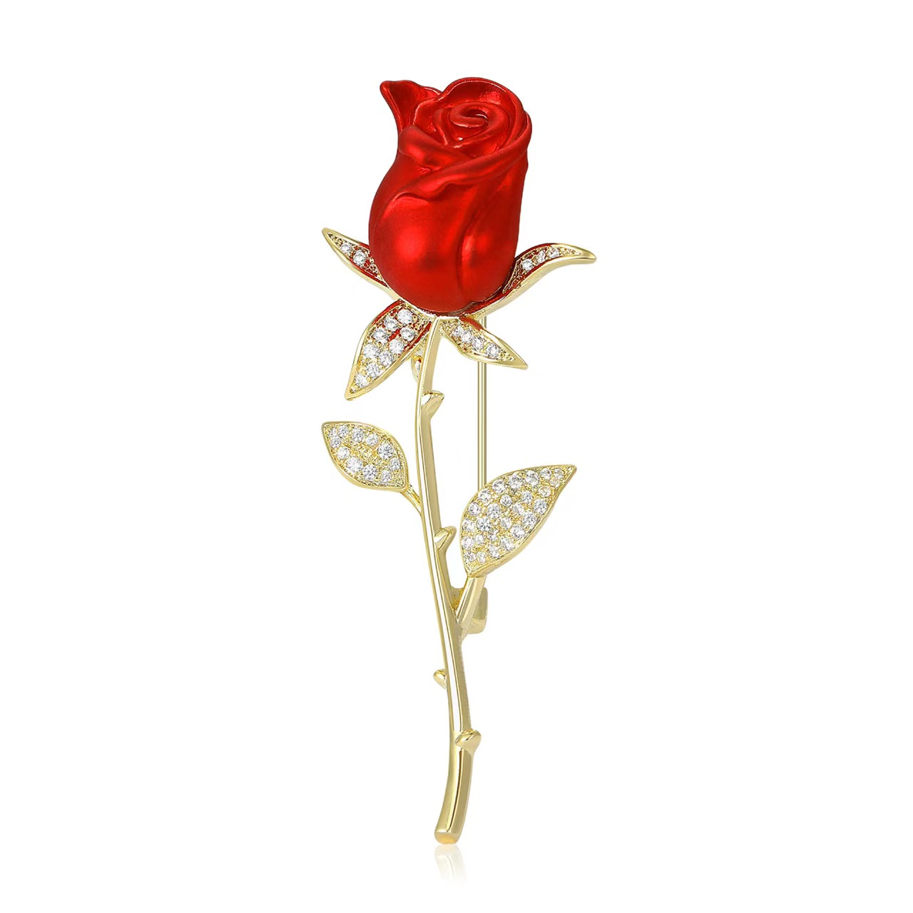 New Korean-style elegant rose zircon brooch, simple and elegant coat, suit, fashion accessory, corsage for women Item Picture