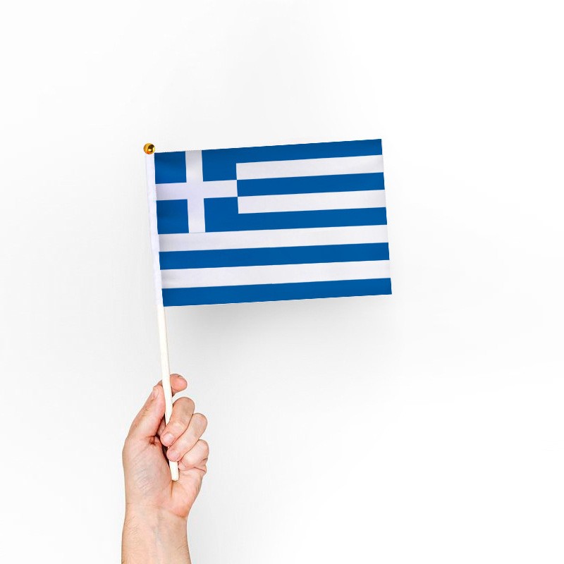 Factory direct sales wholesale price: No. 8 14*21cm Greek hand-held flag, custom-made flags of various specifications from all over the world pic 1