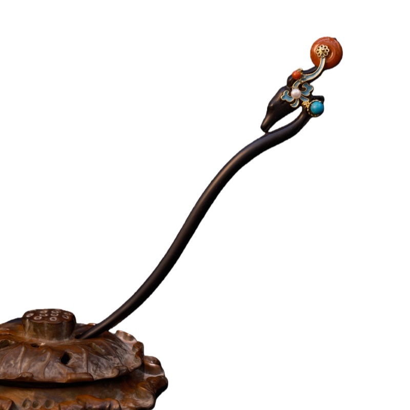 发簪/发簪复古风/汉服配饰/古装/红色发簪白底实物图