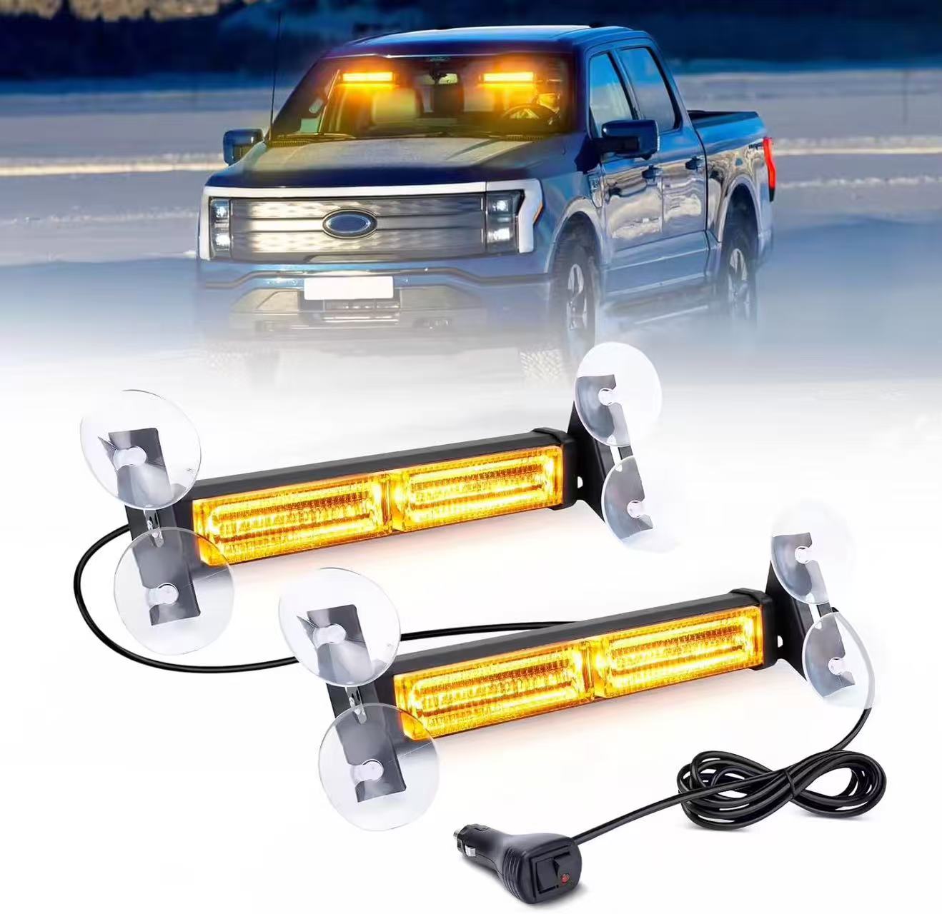 Automobile LED suction cup warning light, windshield flashing light, bumper light, sun visor emergency flashing light, suction cup light Specification image