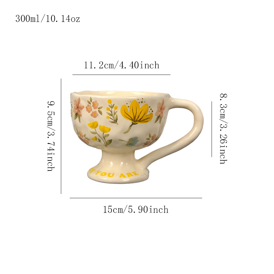 陶瓷杯茶杯水杯马克杯牛奶杯早餐羊脂玉三口麦片办公室复古小众可爱情侣可定制釉上彩怀旧0喝水家用刻花喝茶民宿儿童景德镇000